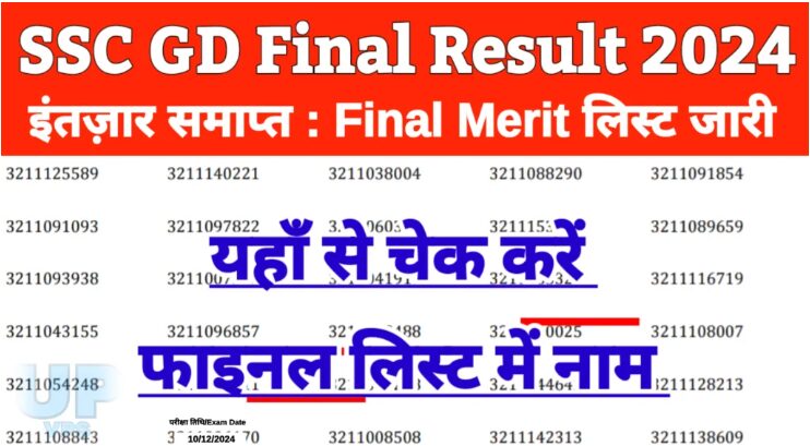 SSC GD Final Result 2024: SSC GD कॉन्स्टेबल फाइनल रिजल्ट और मेरिट लिस्ट 2024 Download PDF @ssc.gov.in